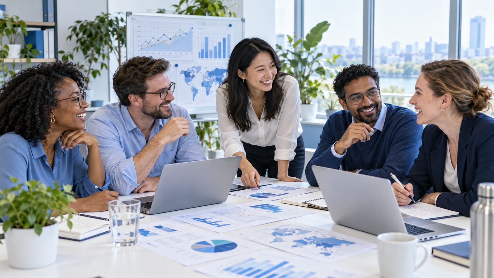 Une équipe de statisticiens et d'épidémiologistes collabore autour de graphiques